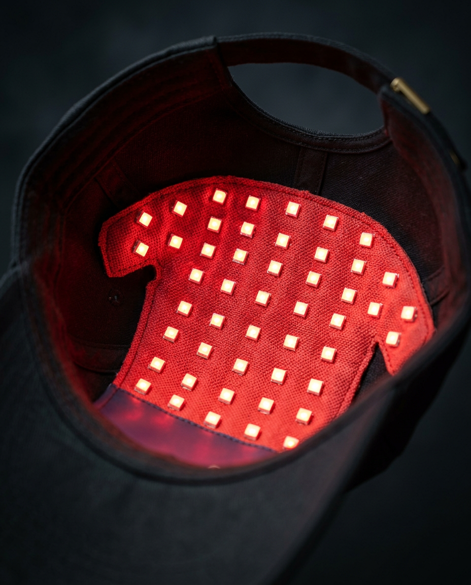 Close-up of the 48-LED light insert inside the Scalura™ cap